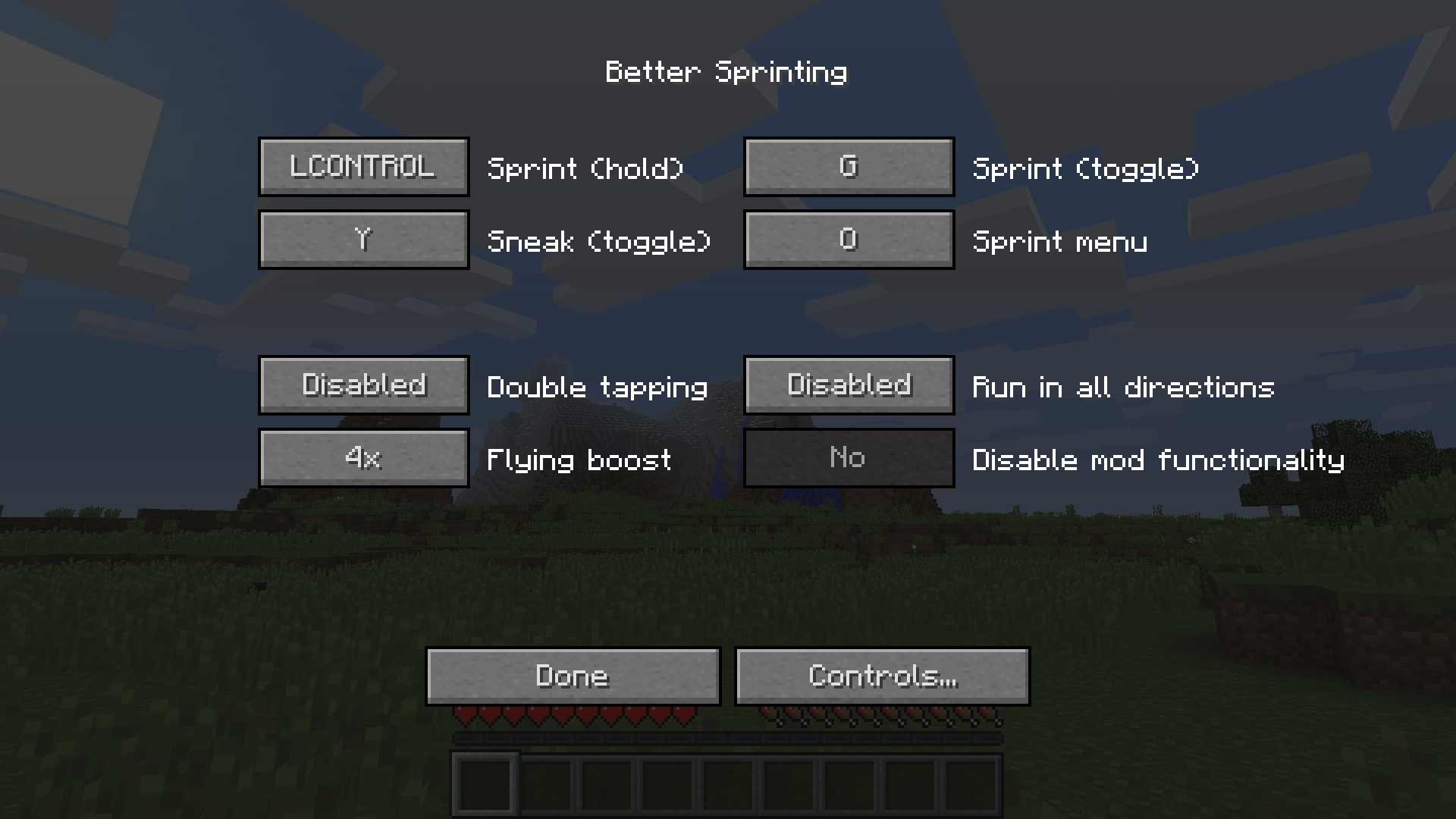 Better sprinting mod 1 10 2 1 9 1 8 9 1 8 1 7 10 minecraft modinstaller